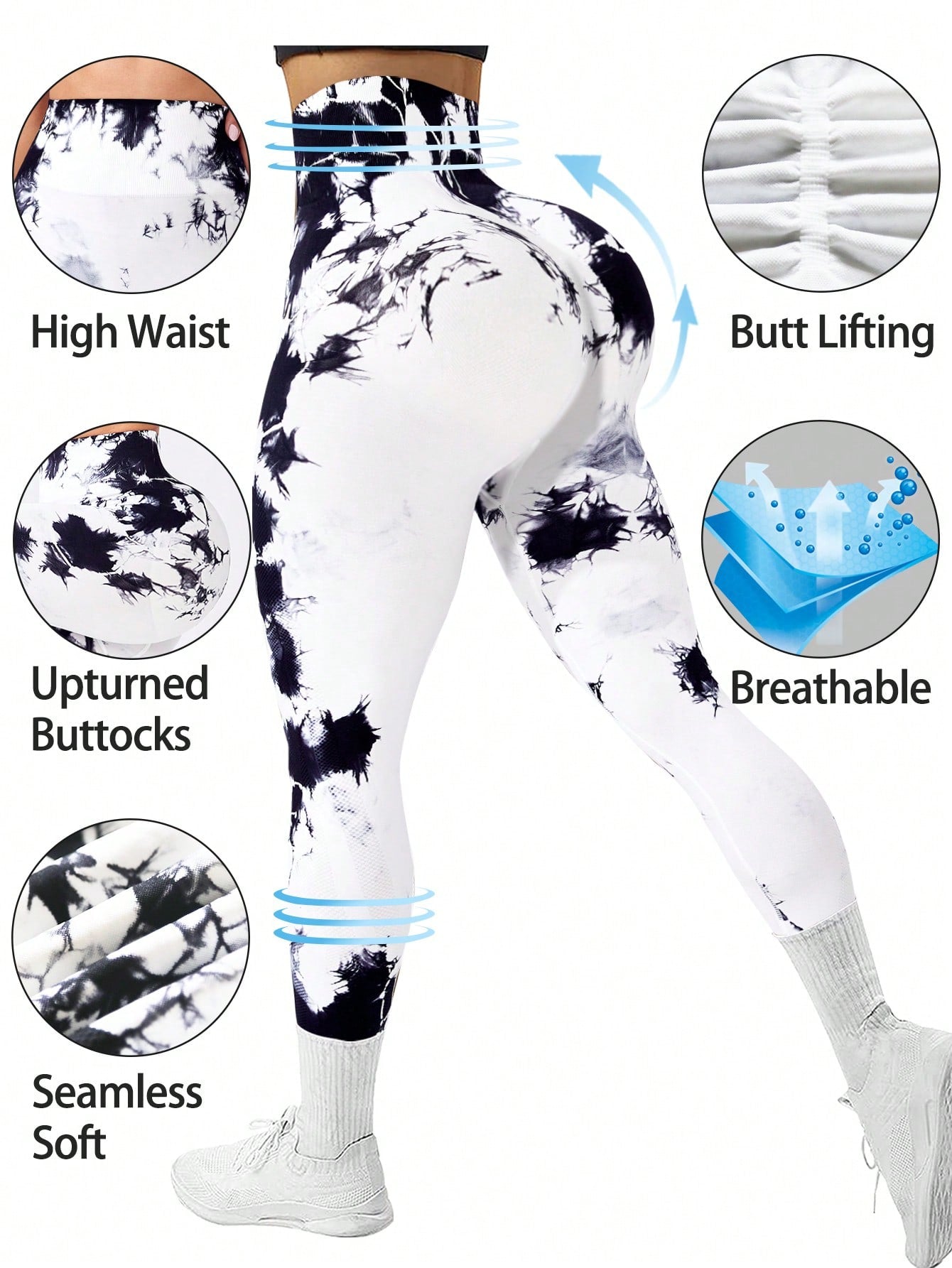 Core Rhythm Tie Dye Tummy Control Sports Leggings Yoga Women Pants